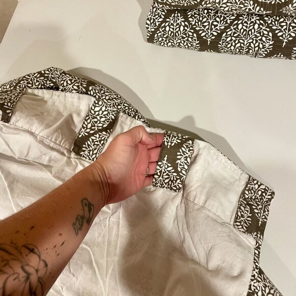 World Market Leaf Print Tab Top Curtain Panel 48x84 Window Drapery 3 Panels - Picture 2 of 8